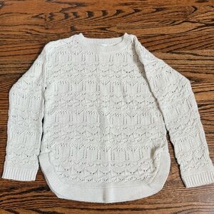 Fat Face Cream Pointelle Crewneck Sweater